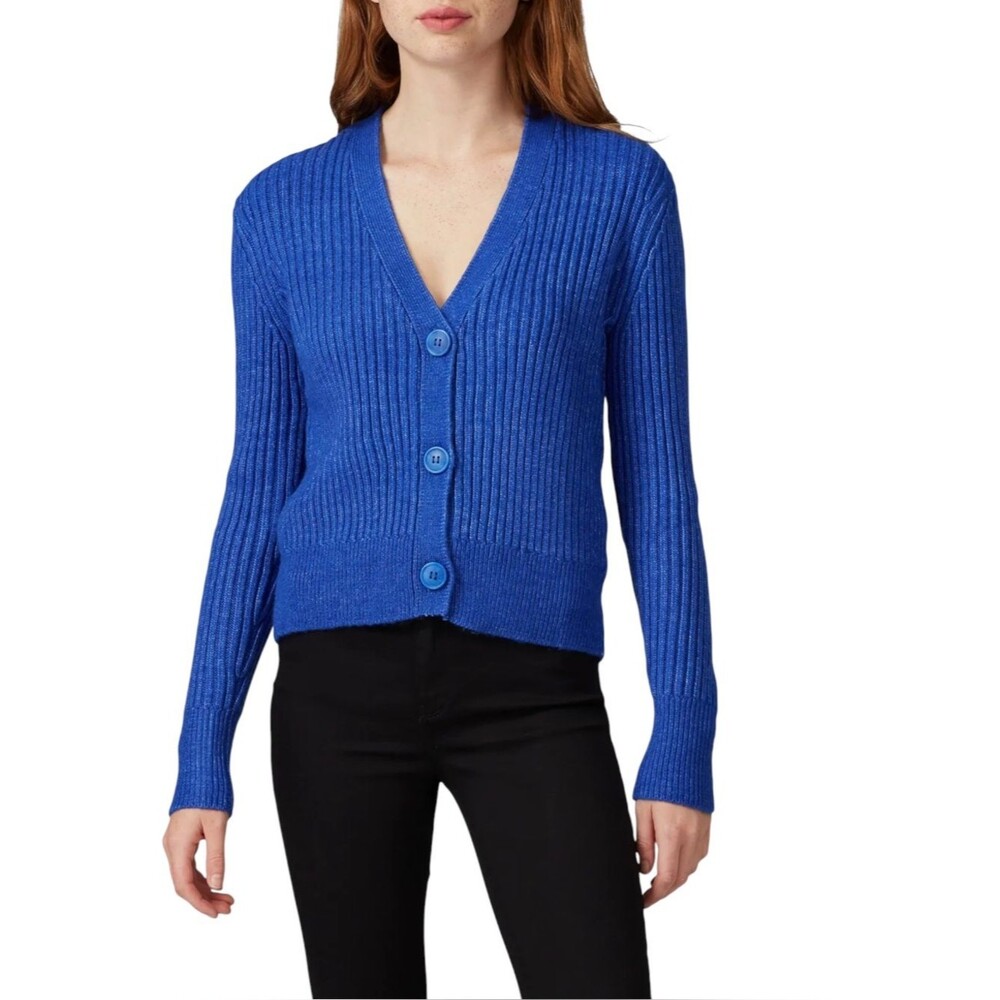 Halogen Royal Blue Ribbed 3 Button Front Cardigan Sweater